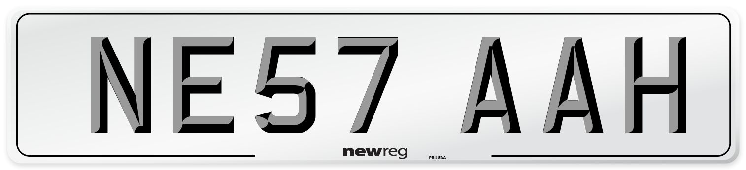 NE57 AAH Number Plate from New Reg